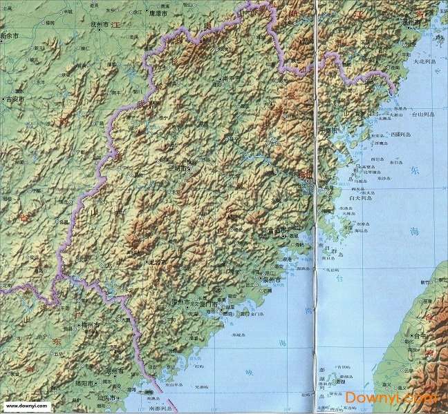 福建省地形地势图截图