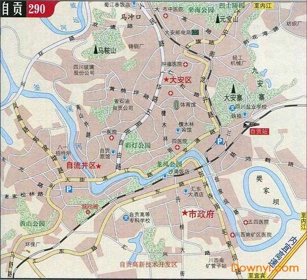 自贡周边景点自驾游地图截图