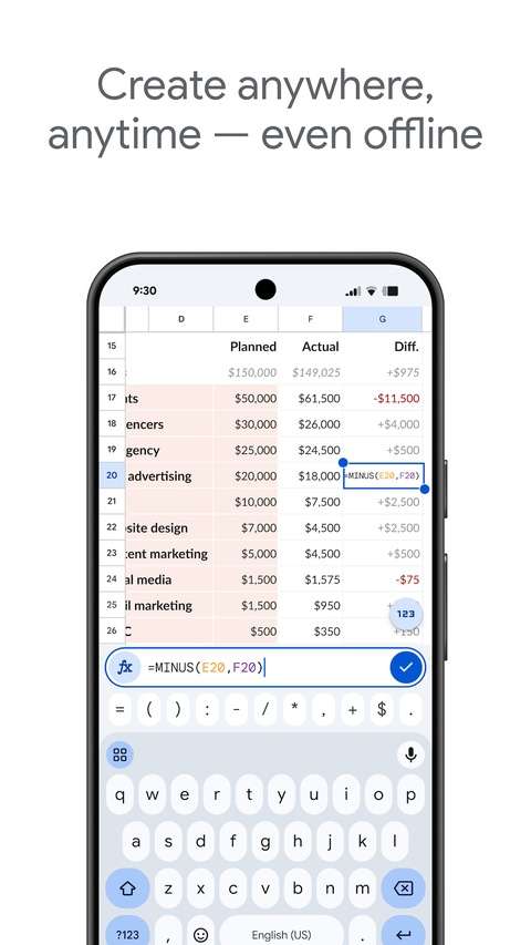 Google表格截图