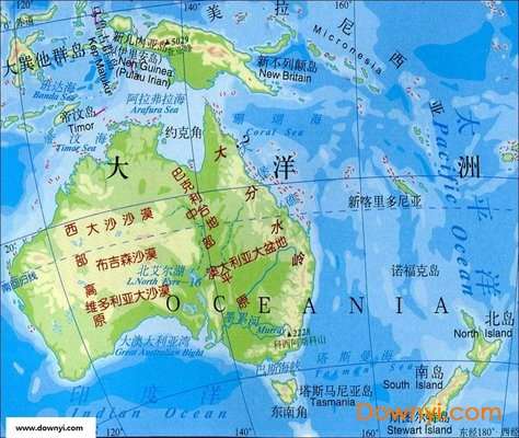 大洋洲地形图全图高清版截图