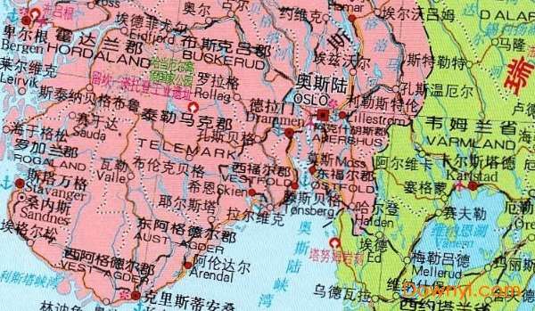 挪威地图高清中文版截图