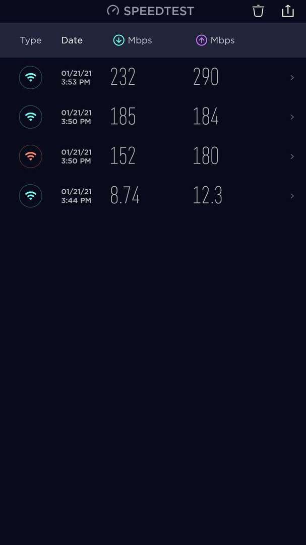 speedtest 测网速截图