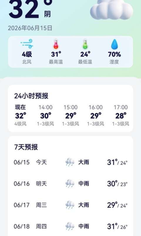 红蛙天气日历截图