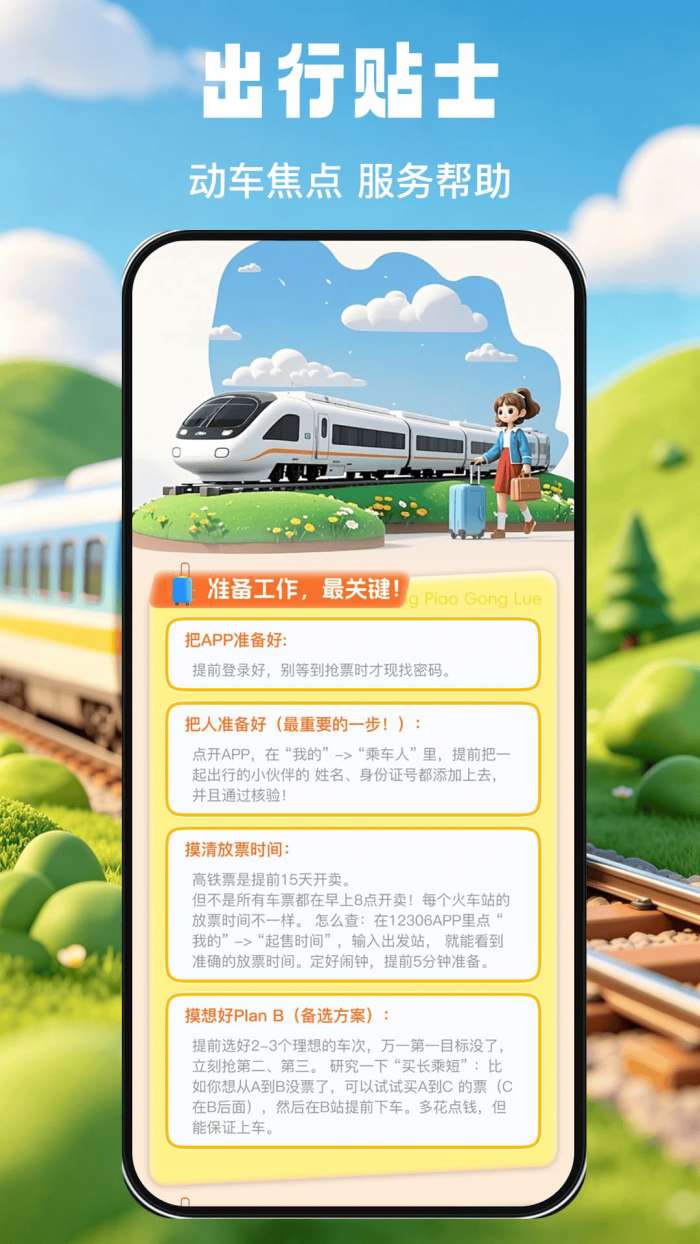 掌上查高铁火车票截图