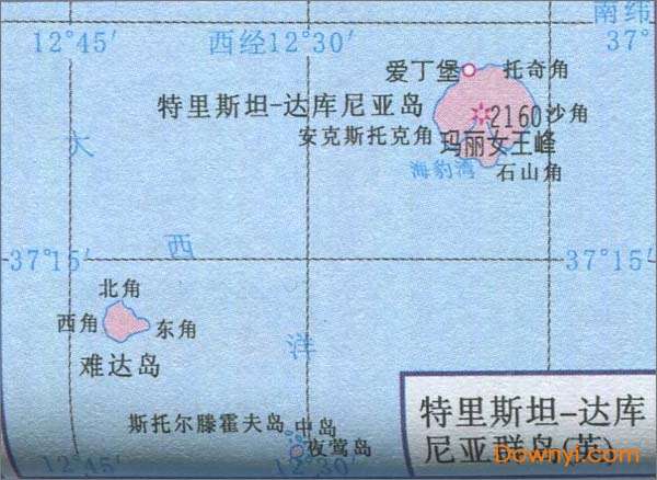 特里斯坦达库尼亚群岛旅游地图截图