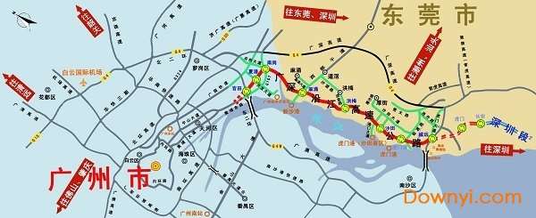广深沿江高速公路走向图高清版截图