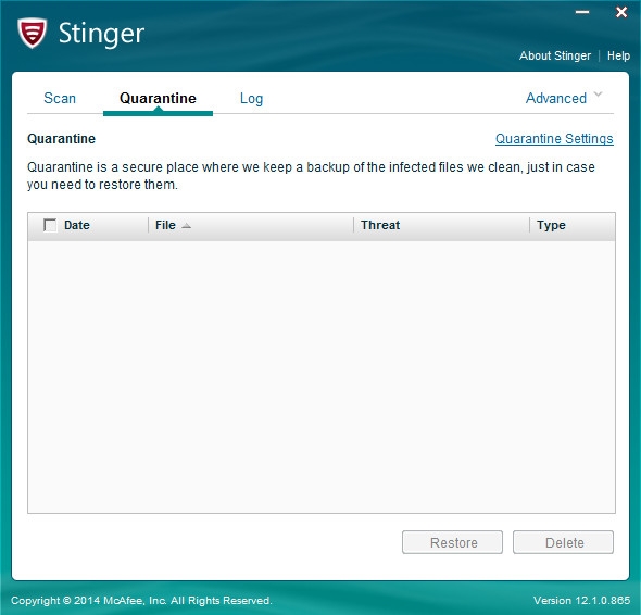 McAfee vAVERT Stinger 12.1.0.3320 免费版